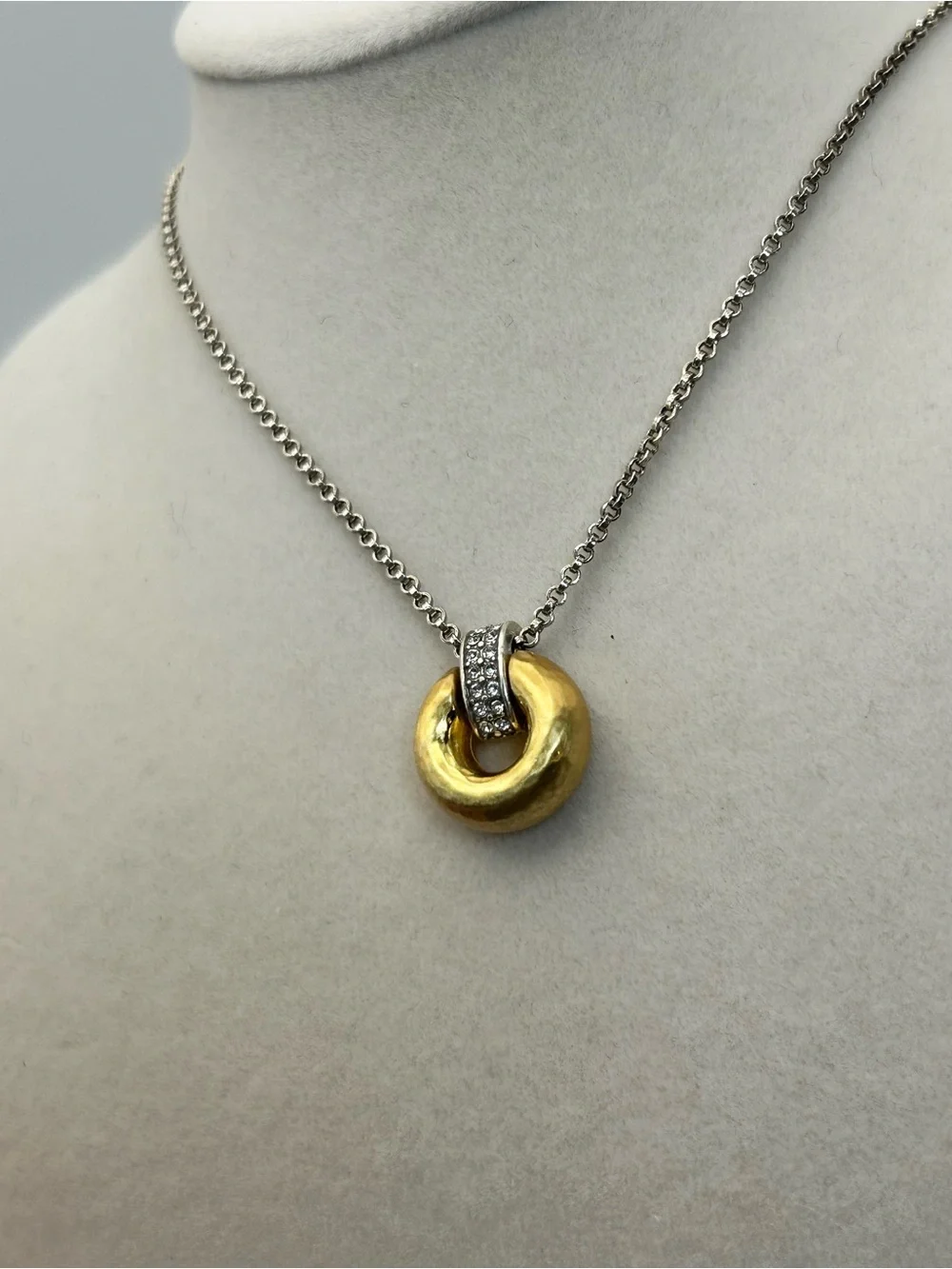 Brighton Meridian Geo Mini Pendant Necklace 18" Two-tone Gold Silver Plated - Picture 4 of 11